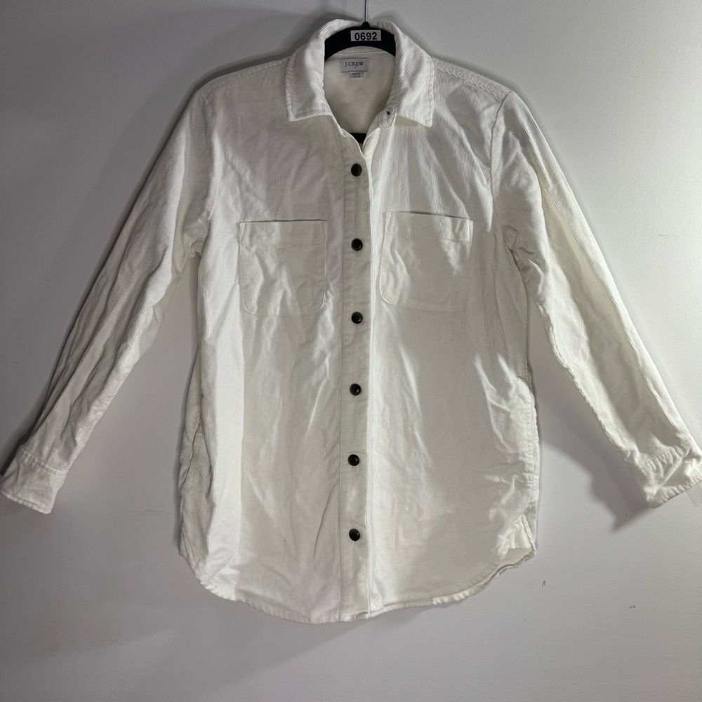 J.Crew Ivory Corduroy Shacket XXS Cotton Stretch Pocket Layer Jacket